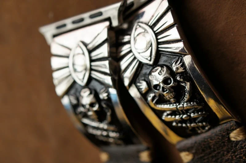 Skull Eyes Sterlingsilber 925 Anhänger Uhrenarmband ( 2-teilig) für Panerai oder Apple Watch 1 2 3 – Bild 3
